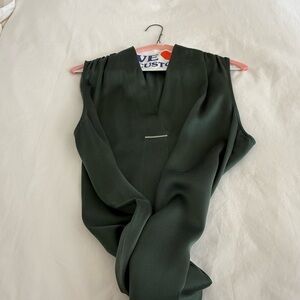 Lafayette 148 Dark Green Sleeveless Blouse